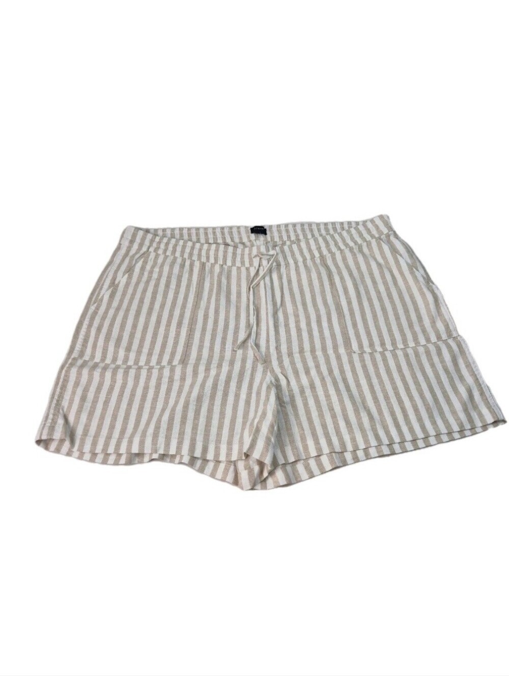 J.Crew Women's Striped linen-blend drawstring Shorts XXL White Beige NWT 28